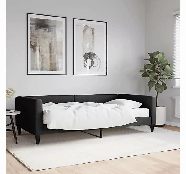 furnicato Bett Tagesbett mit Matratze Schwarz 100x200 cm Stoff günstig online kaufen