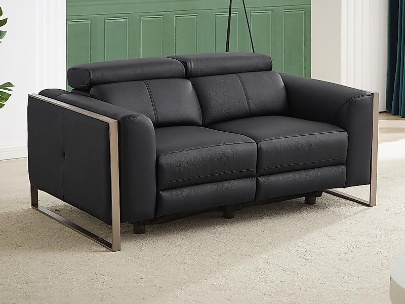 Relaxsofa 2-Sitzer elektrisch - Leder - Schwarz - DAVOLI günstig online kaufen