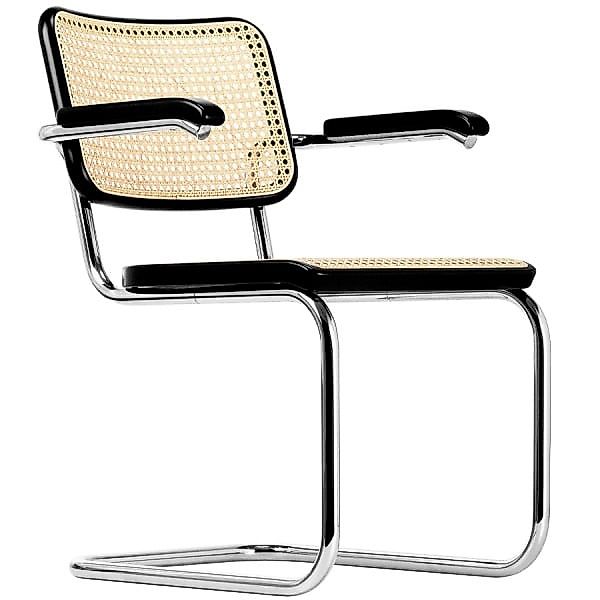THONET S 64 V | Buche schwarz gebeizt | Stahlrohr-Freischwinger mit Armlehn günstig online kaufen