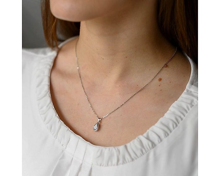 Materia Kettenanhänger Tropfen Blautopas Edelstein Hellblau KA-274, 925 Ste günstig online kaufen