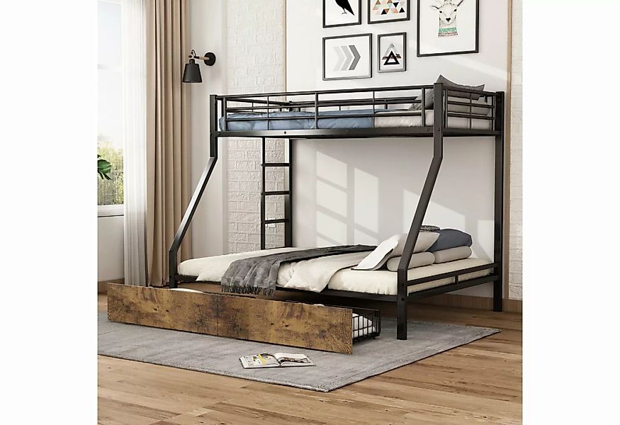 REDOM Etagenbett Kinderbett, Metallbett mit ausziehbarem Bett (mit 2 Schubl günstig online kaufen