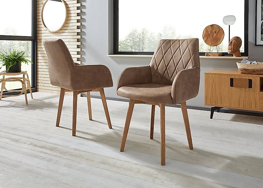 Home affaire Esszimmerstuhl Brest (Set, 2 St), Armlehnstuhl in Leder oder M günstig online kaufen