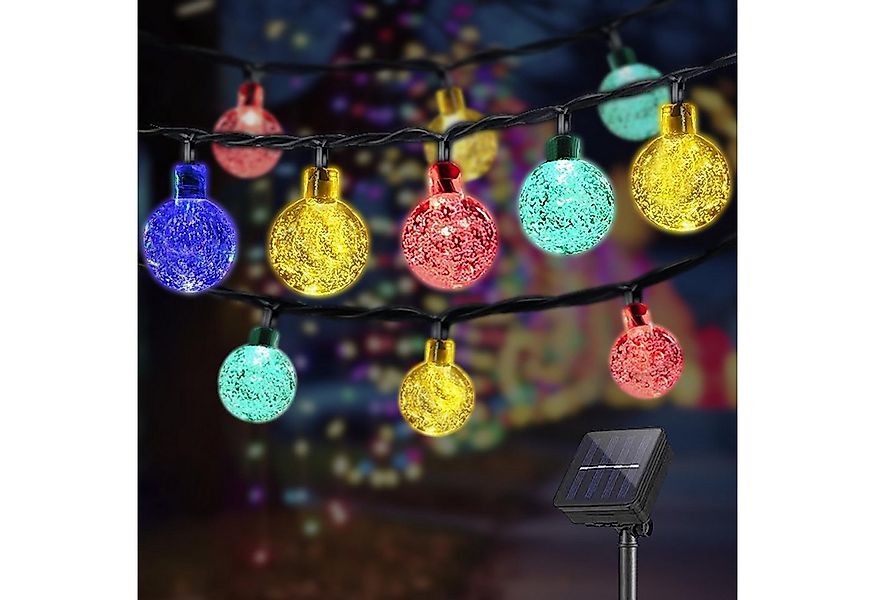 LQWELL LED Solarleuchte LED Kugeln Lichterkette Außen Solar Gartenleuchte, günstig online kaufen
