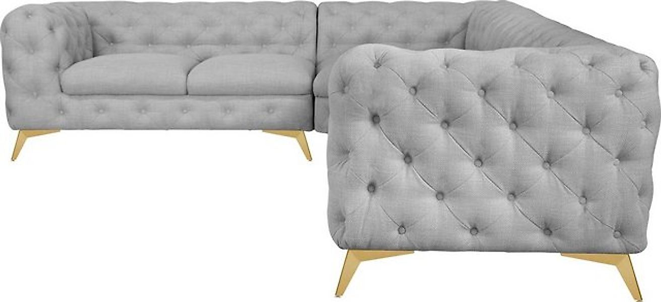 Leonique Chesterfield-Sofa "Ecksofa GLYNIS L-Form mit Wellenunterfederung, günstig online kaufen