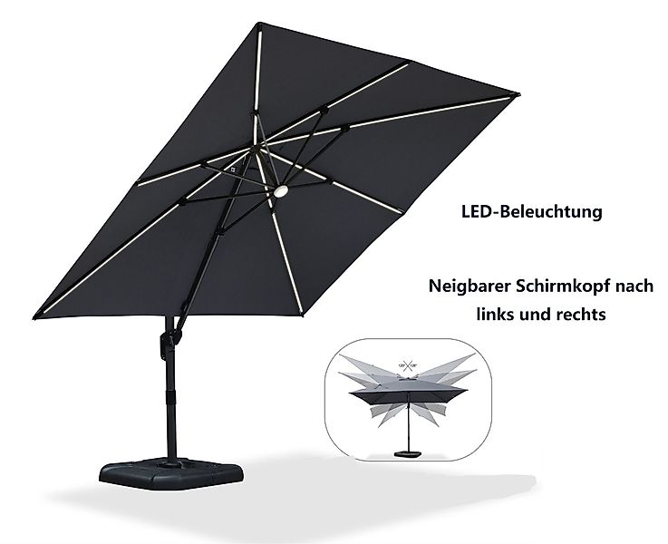 PURPLE LEAF Ampelschirm Quadrat Alu Balkonschirm, günstig online kaufen