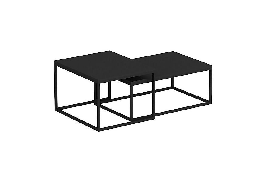 en.casa Satztisch, Aabenraa 2er Set Beistelltisch, Metallgestell, Schwarz, günstig online kaufen