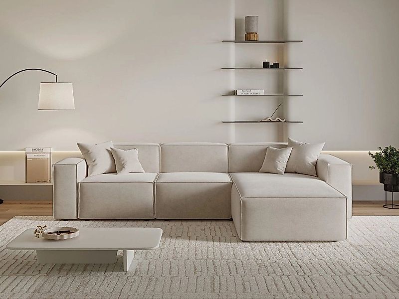 GrainGold Ecksofa L-Form ARIZONA - 265x180 cm, Beige, Rechts, Wellenfedern, günstig online kaufen