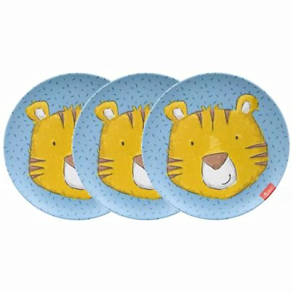sigikid Kinder Melaminteller Tiger ø 18 cm 3er Set Kinderteller hellblau günstig online kaufen