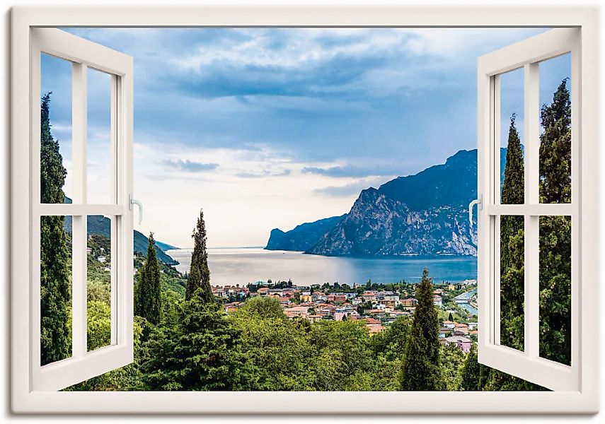 Artland "Gardasee durchs weiße Fenster" Seebilder 1 Stk. tlg. als Alubild, günstig online kaufen