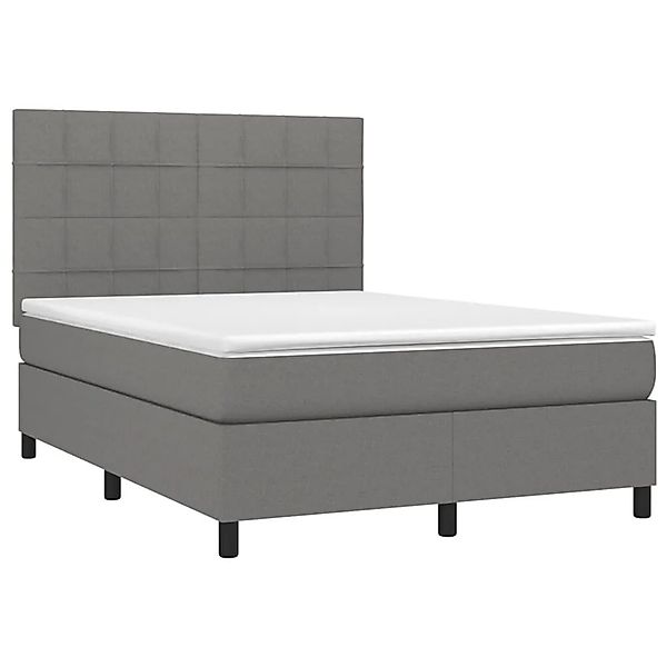 vidaXL Boxspringbett mit Matratze Dunkelgrau 140x190 cm Stoff 3141770 günstig online kaufen