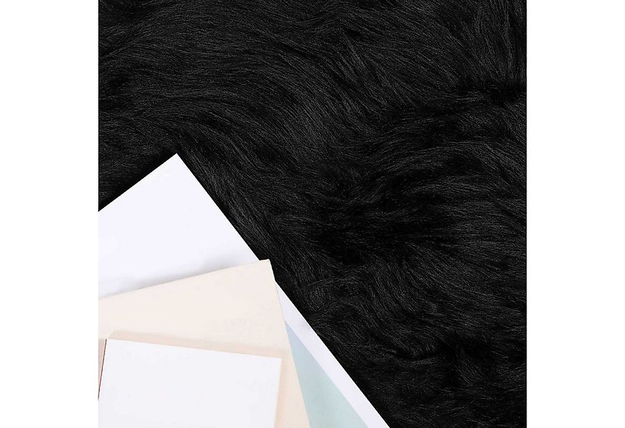 vidaXL Teppich Kunstschaffell Teppich Tafalla Schwarz 60 x 90 cm Polyester, günstig online kaufen