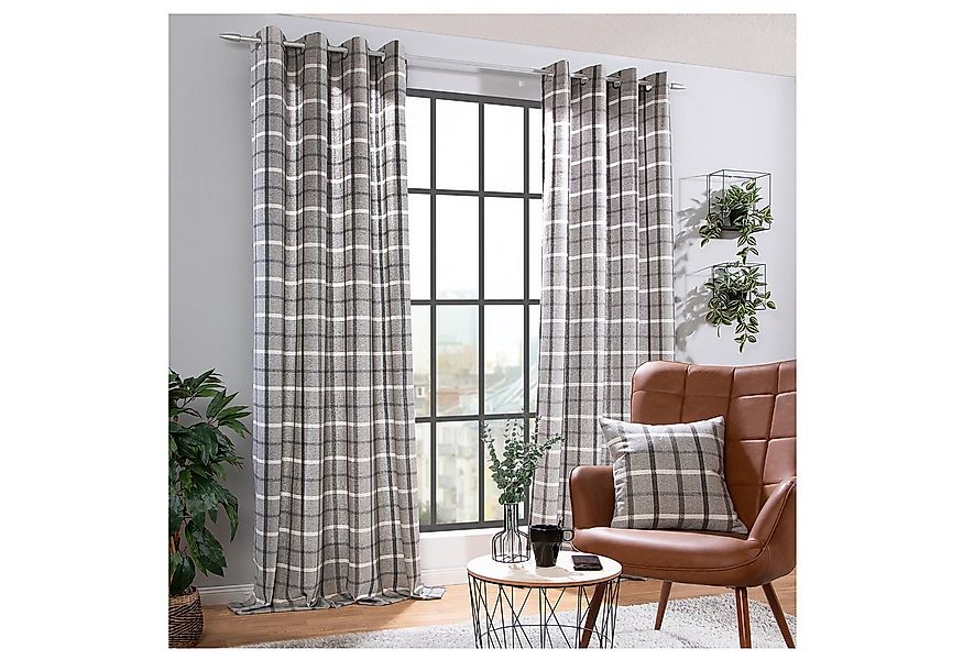 heimtexland Vorhang Dekoschal Wolle Tartan Karo Ösenschal Deko Gardine (1 S günstig online kaufen
