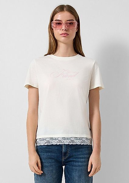 QS Kurzarmshirt T-Shirt T-Shirt mit Spitzensaum günstig online kaufen