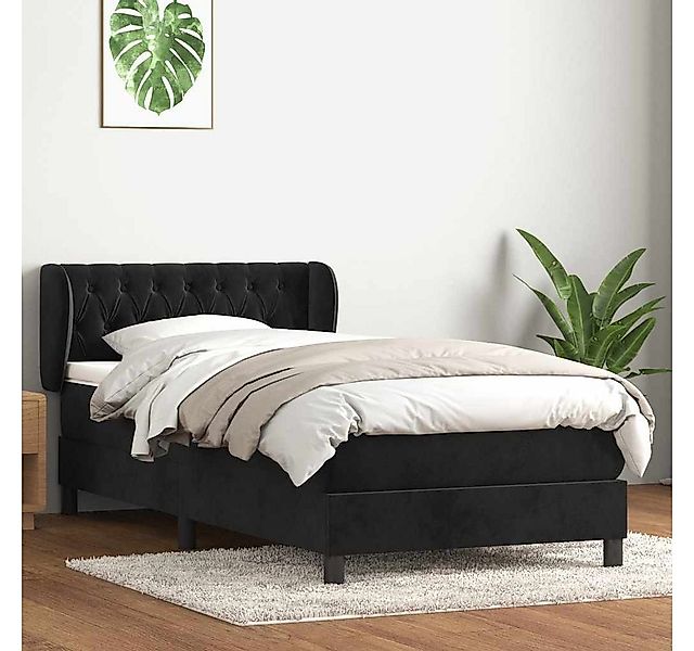 vidaXL Boxspringbett, Boxspringbett mit Matratze Schwarz 80x220 cm Samt günstig online kaufen