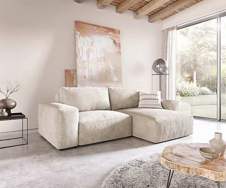 DELIFE Ecksofa Lanzo, L Cord Beige 260x160 cm Recamiere variabel günstig online kaufen