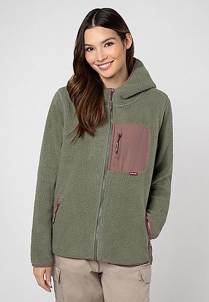 SUBLEVEL Fleecejacke Damen Teddyfleecejacke mit Brusttasche und Kapuze Flee günstig online kaufen