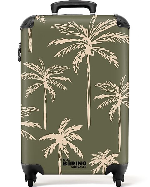 NoBoringSuitcases.com© Hartschalen-Trolley Grün mit beigem Palmenaufdruck günstig online kaufen