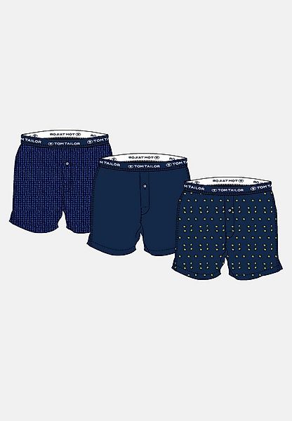 TOM TAILOR Boxershorts TOM TAILOR Herren Boxershort blau bedruckt 3er Pac ( günstig online kaufen
