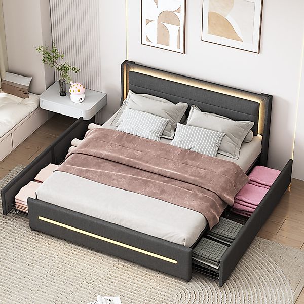 HAUSS SPOLE Polsterbett 160x200 mit LED-Beleuchtung, günstig online kaufen