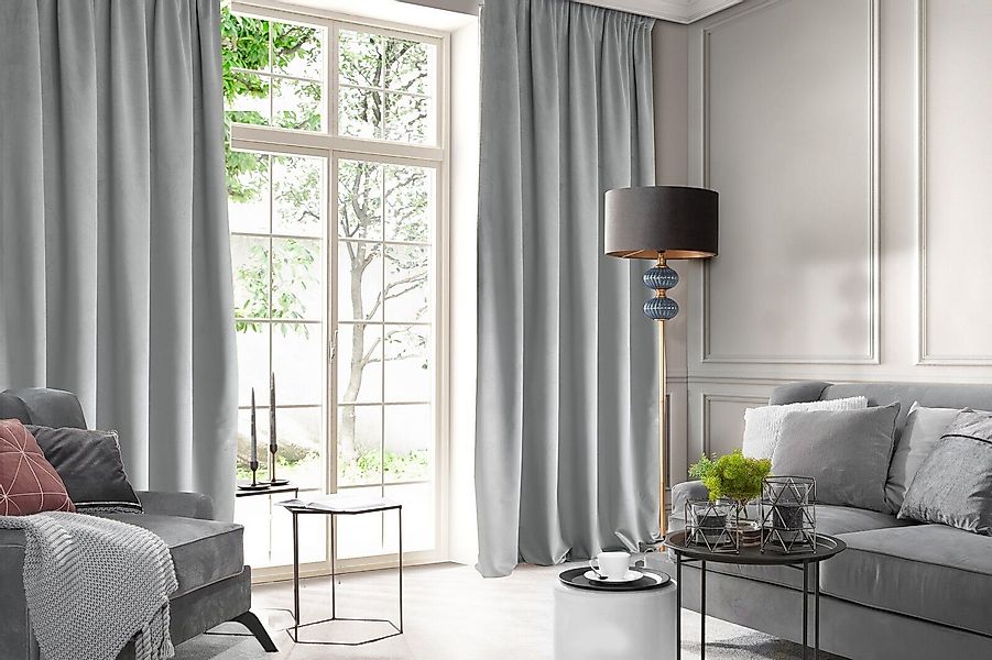 Design91 Vorhang Samtvorhänge Wohnzimmer Schlafzimmer Blickdicht günstig online kaufen