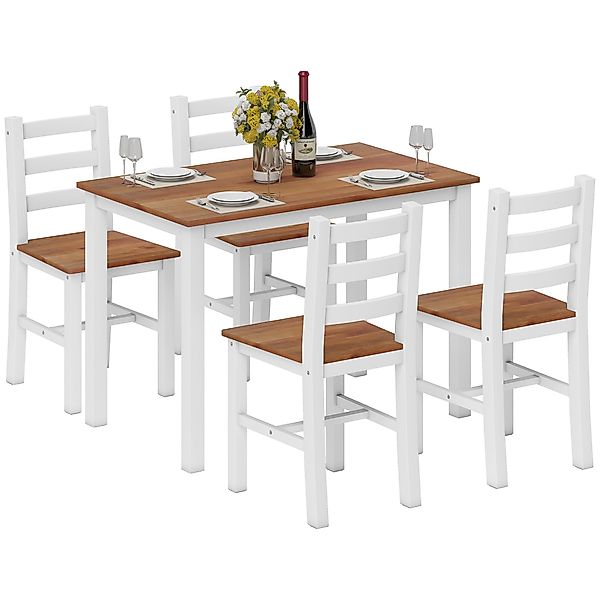 HOMCOM Essgruppe Esstisch mit 4 Stühlen günstig online kaufen