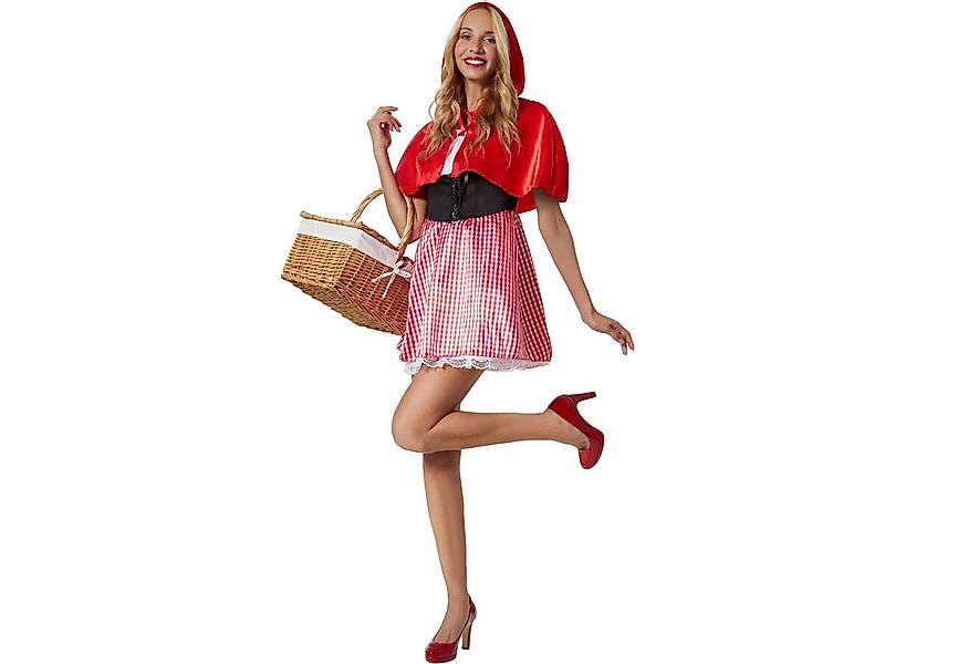 dressforfun Kostüm Damenkostüm, Bezauberndes Kleid und roter Umhang im klas günstig online kaufen