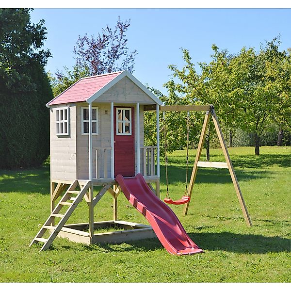 Wendi Toys Kinderspielhaus Alpaka Spielturm inkl. Veranda, Schaukel & Rutsc günstig online kaufen