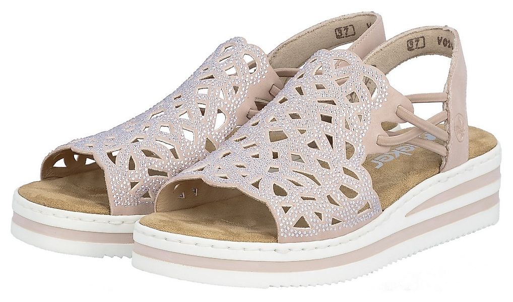 Rieker Keilsandalette Schlupfsandale, Sommerschuh, Urlaubsschuh mit Glitzer günstig online kaufen