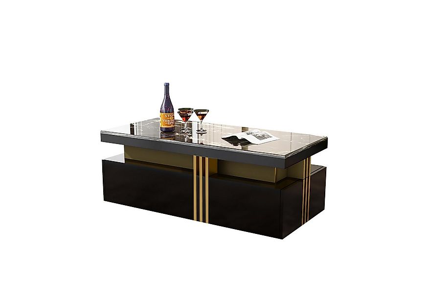 Merax Couchtisch mit Schubladen und Tischplatte in Marmoroptik, Beistelltis günstig online kaufen