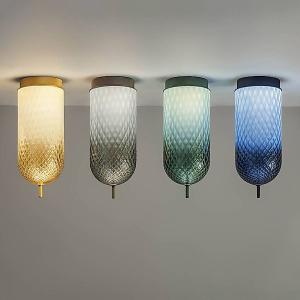 OLEV LED-Deckenlampe Curuba, blau, Glas, Höhe 40 cm, 2.700 K günstig online kaufen