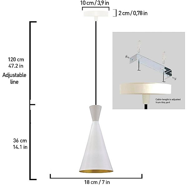 Hängeleuchte Glenora, weiß, Ø 18 cm, Metall, E27 günstig online kaufen