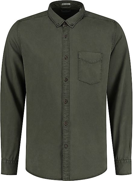 Dstrezzed Hemd Garment Dyed Tencel Dunkelgrün - Größe M günstig online kaufen