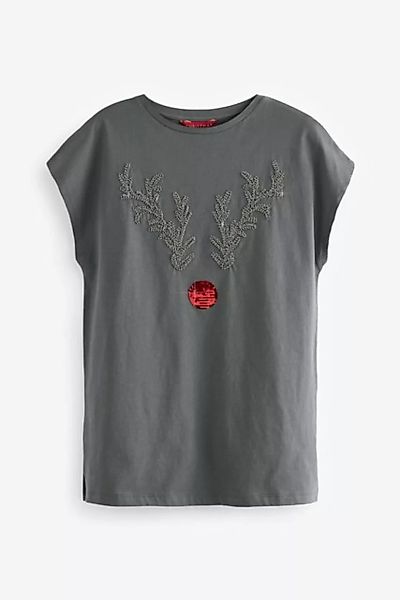 Next T-Shirt Funkelndes Weihnachts-T-Shirt mit Rentier (1-tlg) günstig online kaufen