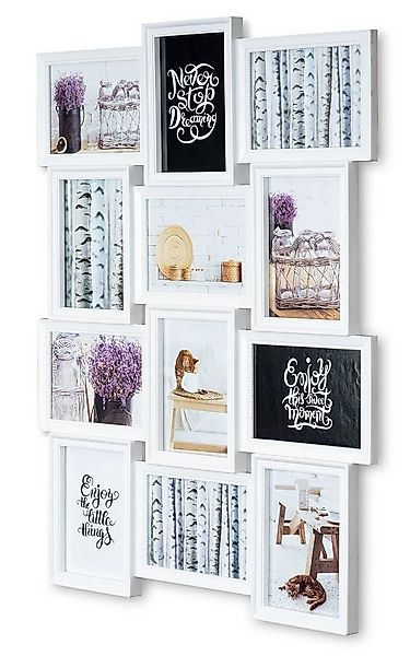 Levandeo® Bilderrahmen Collage, levandeo Bilderrahmen in Weiß für 12 Fotos günstig online kaufen