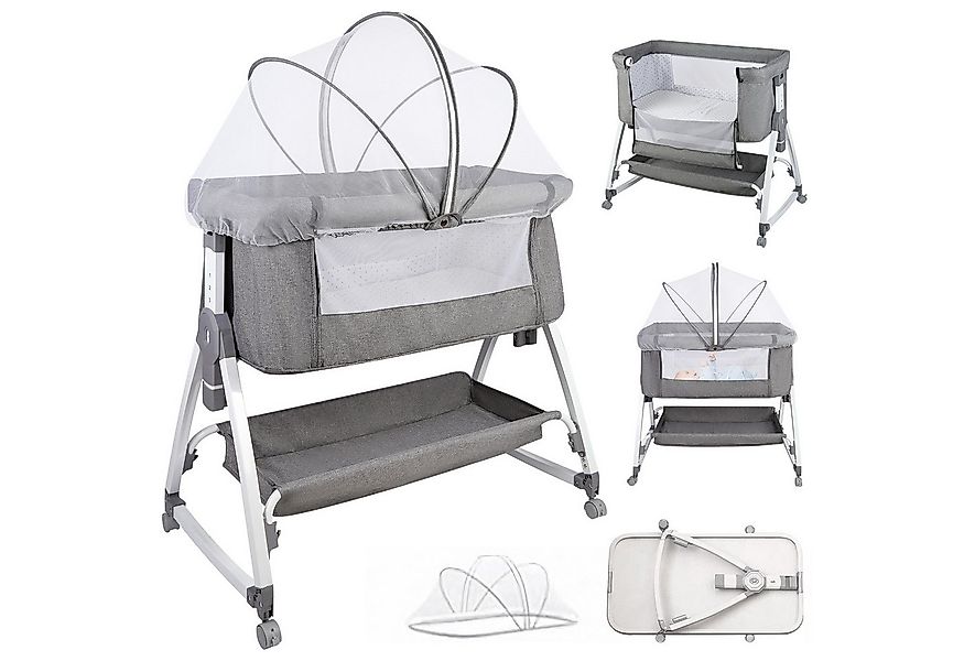JEOBEST Beistellbett 3 in 1 Babybett, Schaukelmodus, mit atmungsaktivem Net günstig online kaufen