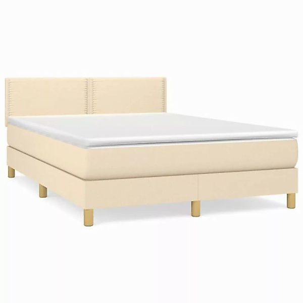 vidaXL Boxspringbett Boxspringbett mit Matratze Creme 140x200 cm Stoff Bett günstig online kaufen