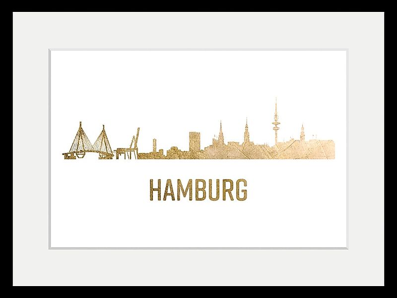 queence Bild »Hamburg Skyline GOLD«, Städte-Schriftzug-Deutschland-Stadt-Ha günstig online kaufen