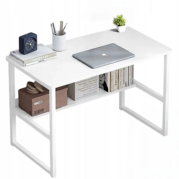 Rebiko Computertisch Loft Weiß für Jugendliche mit Regal Modern 100 cm günstig online kaufen