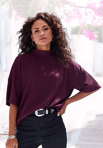 LASCANA Kurzarmshirt "mit Stehkragen", (2er-Pack), aus bügelfreier Crêpe-Qu günstig online kaufen