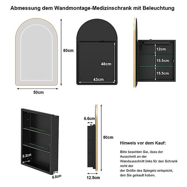radelldar Spiegelschrank Montagefrei Metall Feuchtigkeitsschutz,80x13x50cm günstig online kaufen
