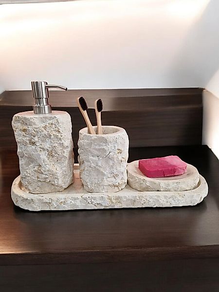 Kinaree Badaccessoire-Set Marmor Badezimmer Set, nachfüllbar, günstig online kaufen