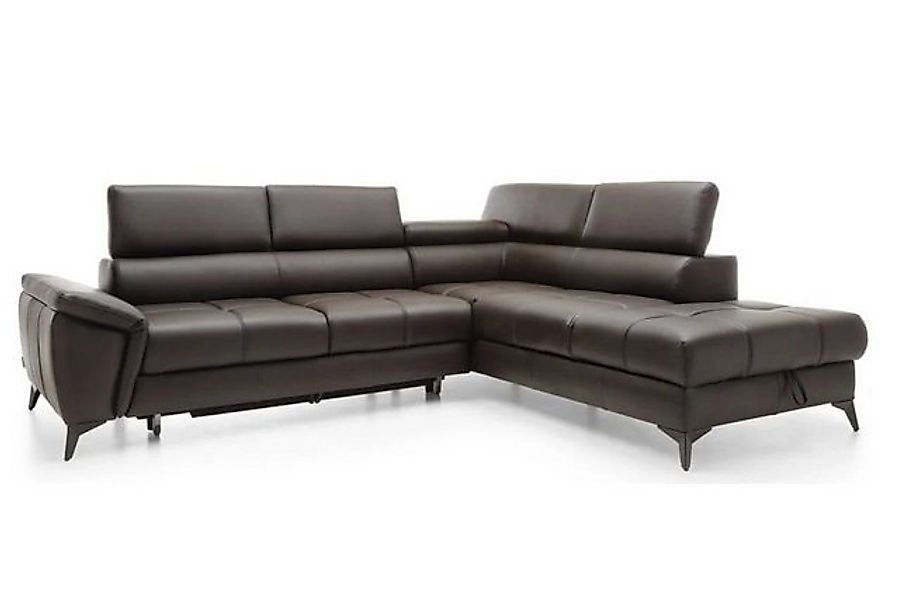 Friderik-EU Ecksofa aus Echtleder mit Schlaffunktion MOCCA L-form günstig online kaufen