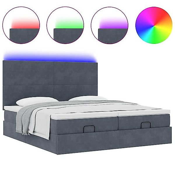 vidaXL Bett Ottoman-Bett mit Matratzen & LEDs Dunkelgrau 180x200 cm Samt günstig online kaufen