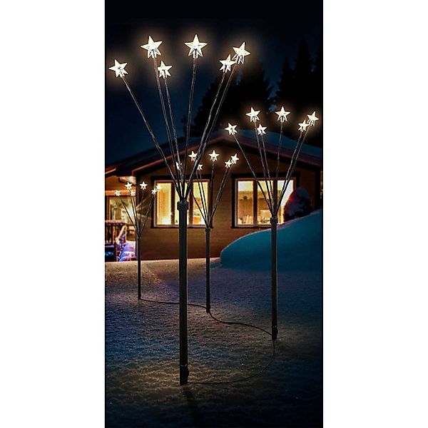 Mojawo Lichtervorhang 4er Set LED-Gartenleuchtstäbe Weihnachtsbeleuchtung günstig online kaufen