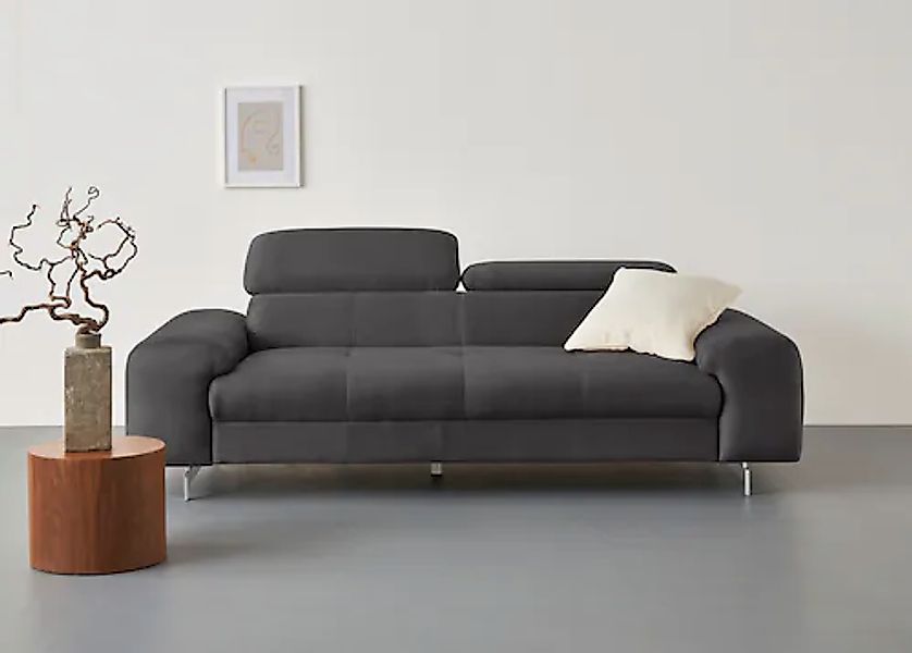 COTTA 3-Sitzer »Chef«, Big-Sofa mit Kopfteilverstellung, edle Metallkufen günstig online kaufen