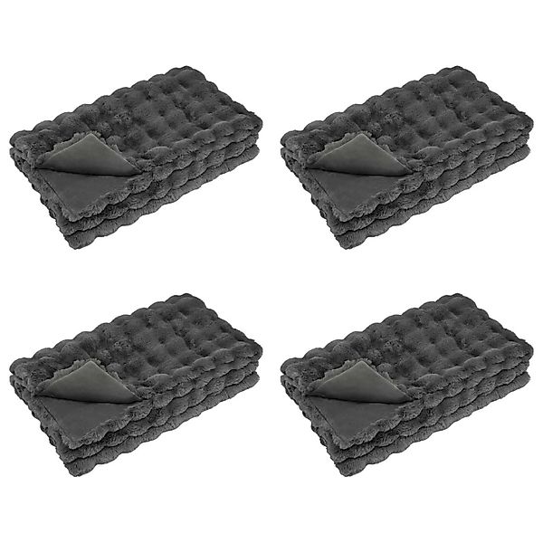 vidaXL Kunstfell Kaninchenfell Decke 4 Stk Dunkelgrau 240 x 270 cm 42021808 günstig online kaufen