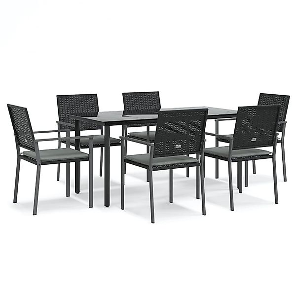 vidaXL 7-Tlg Garten-Essgruppe mit Kissen Poly Rattan und Stahl 3187026 günstig online kaufen