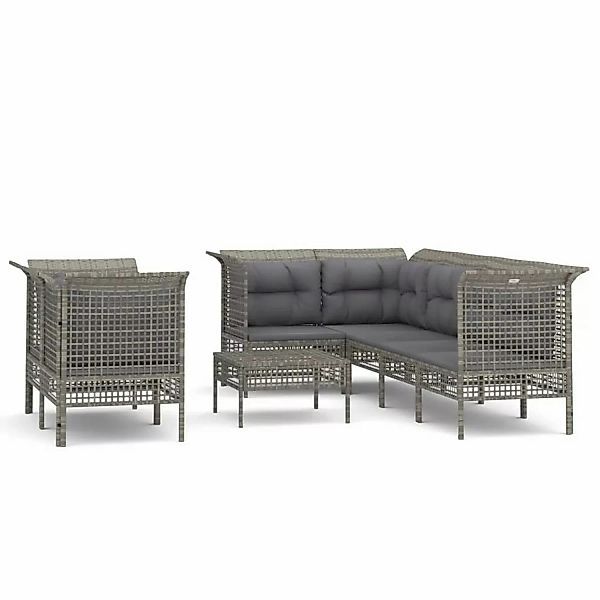 Vidaxl 8-tlg. Garten-lounge-set Mit Kissen Grau Poly Rattan günstig online kaufen