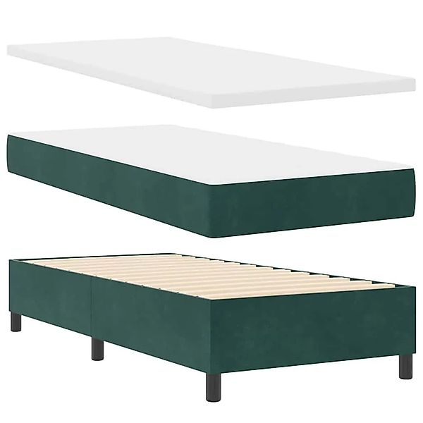 vidaXL Boxspringbett mit Matratze Dunkelgrün 100 x 200 cm Samt 3344429 günstig online kaufen