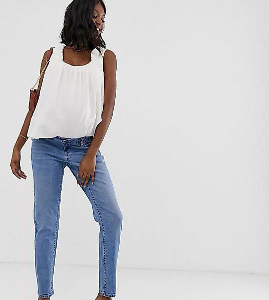 Bandia – Maternity – Mom-Jeans mit abnehmbarem Bund-Blau günstig online kaufen